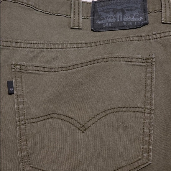 Levis 569 Men’s Loose Straight Army Green Black Label Levi's Denim Jeans EUC - Picture 4 of 6